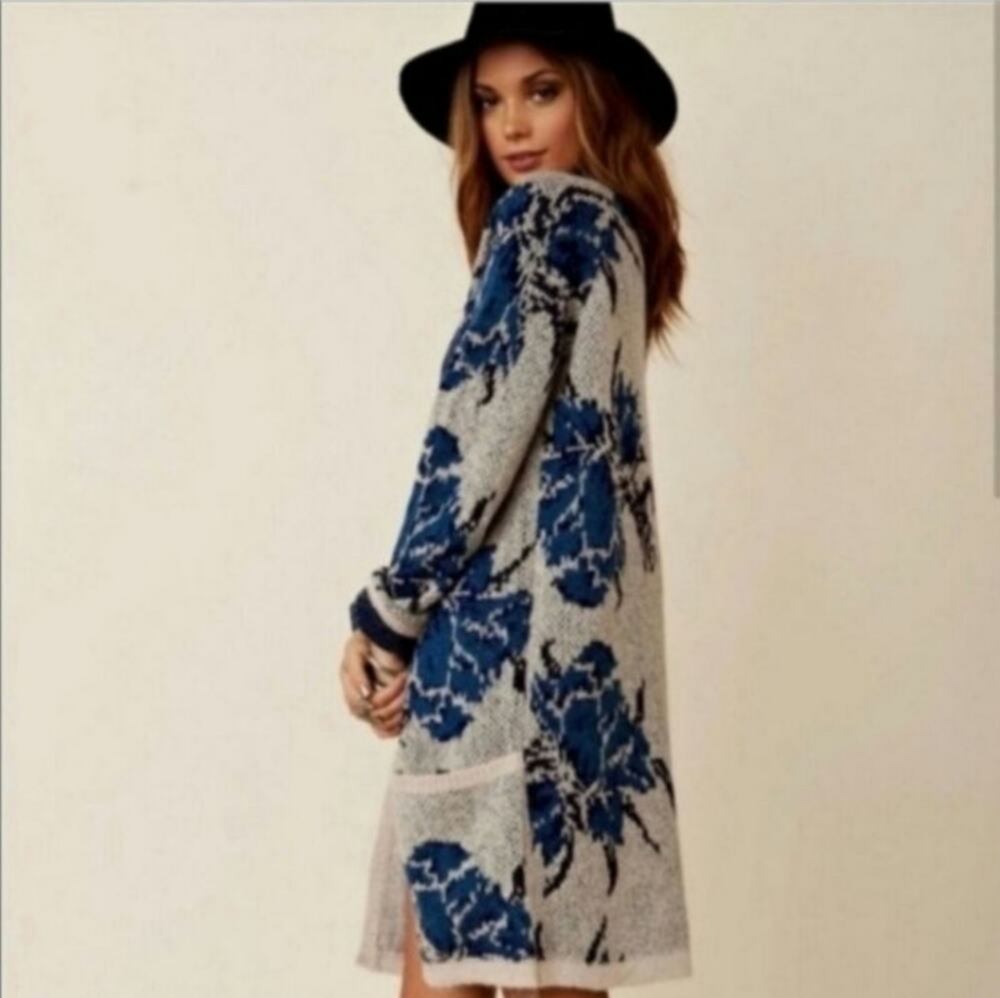 Free people blue floral cardigan